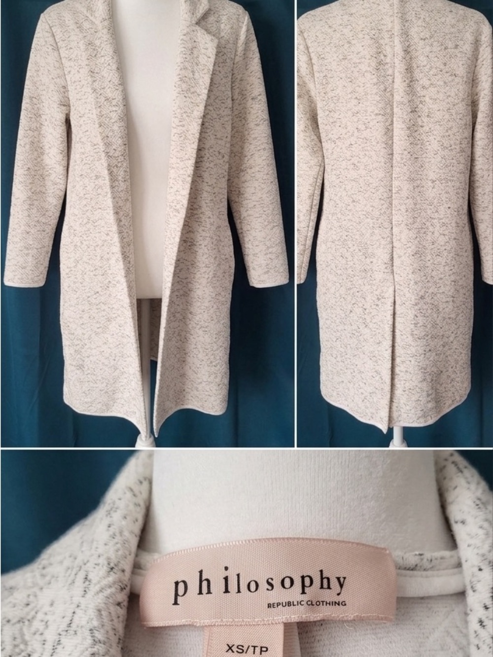 Philosophy Lightweight Cream Speckled Open Cardigan